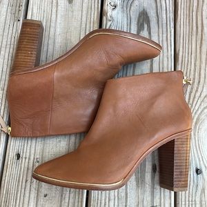 Ted Baker London Vaully Cognac Leather Ankle Boots Size 40